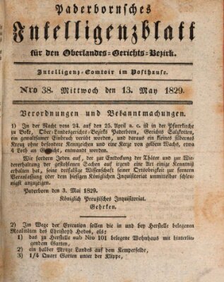 Paderbornsches Intelligenzblatt Mittwoch 13. Mai 1829