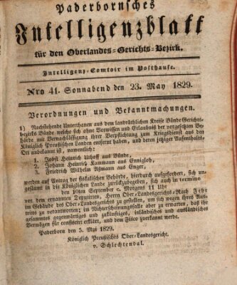 Paderbornsches Intelligenzblatt Samstag 23. Mai 1829