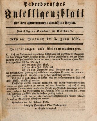 Paderbornsches Intelligenzblatt Mittwoch 3. Juni 1829