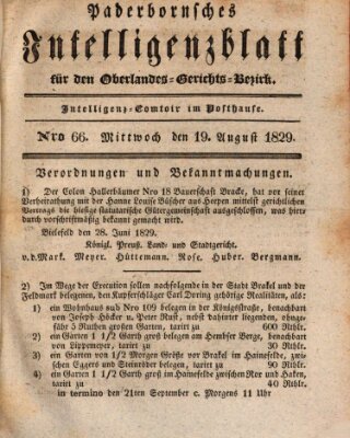 Paderbornsches Intelligenzblatt Mittwoch 19. August 1829