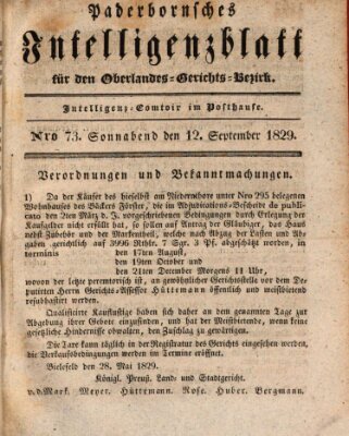 Paderbornsches Intelligenzblatt Samstag 12. September 1829