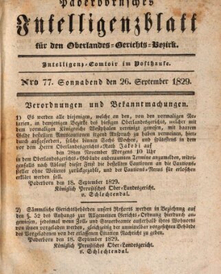 Paderbornsches Intelligenzblatt Samstag 26. September 1829