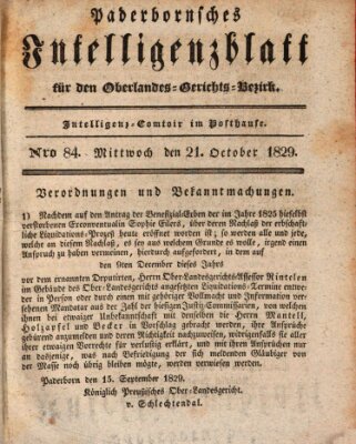 Paderbornsches Intelligenzblatt Mittwoch 21. Oktober 1829