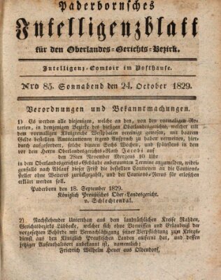 Paderbornsches Intelligenzblatt Samstag 24. Oktober 1829