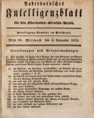 Paderbornsches Intelligenzblatt Mittwoch 4. November 1829