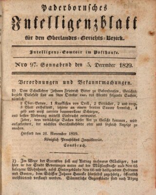 Paderbornsches Intelligenzblatt Samstag 5. Dezember 1829