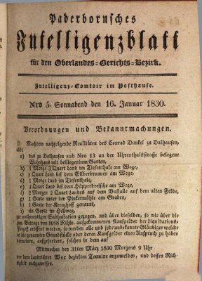 Paderbornsches Intelligenzblatt Samstag 16. Januar 1830