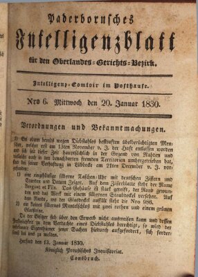 Paderbornsches Intelligenzblatt Mittwoch 20. Januar 1830