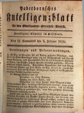 Paderbornsches Intelligenzblatt Samstag 6. Februar 1830