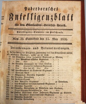 Paderbornsches Intelligenzblatt Samstag 15. Mai 1830