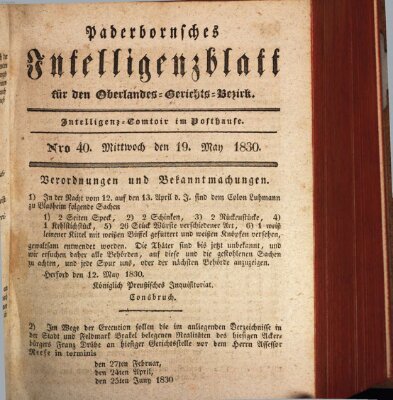 Paderbornsches Intelligenzblatt Mittwoch 19. Mai 1830