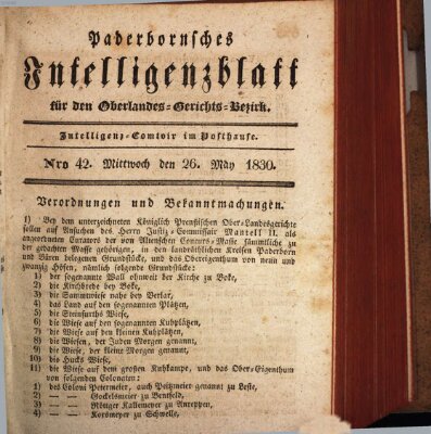 Paderbornsches Intelligenzblatt Mittwoch 26. Mai 1830