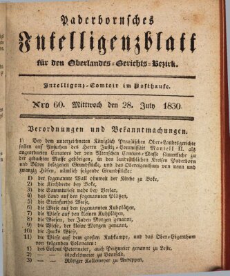 Paderbornsches Intelligenzblatt Mittwoch 28. Juli 1830