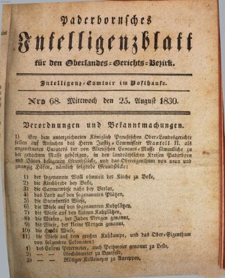 Paderbornsches Intelligenzblatt Mittwoch 25. August 1830