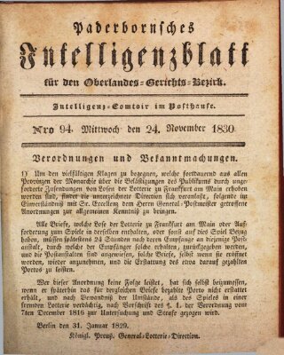 Paderbornsches Intelligenzblatt Mittwoch 24. November 1830