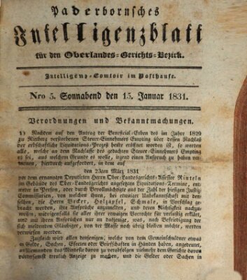 Paderbornsches Intelligenzblatt Samstag 15. Januar 1831