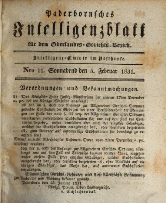 Paderbornsches Intelligenzblatt Samstag 5. Februar 1831