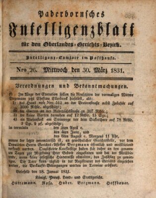 Paderbornsches Intelligenzblatt Mittwoch 30. März 1831