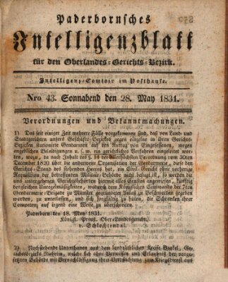 Paderbornsches Intelligenzblatt Samstag 28. Mai 1831