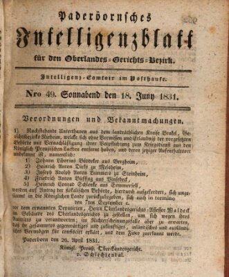 Paderbornsches Intelligenzblatt Samstag 18. Juni 1831