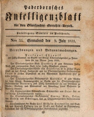 Paderbornsches Intelligenzblatt Samstag 9. Juli 1831