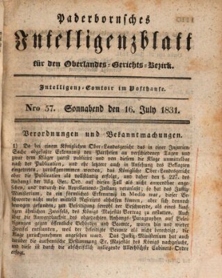 Paderbornsches Intelligenzblatt Samstag 16. Juli 1831