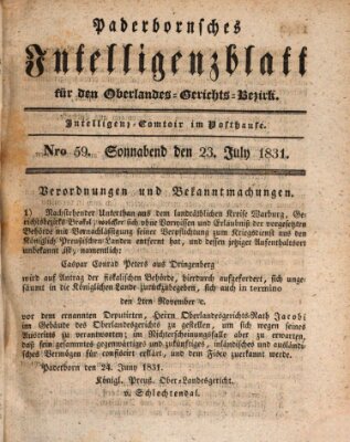 Paderbornsches Intelligenzblatt Samstag 23. Juli 1831