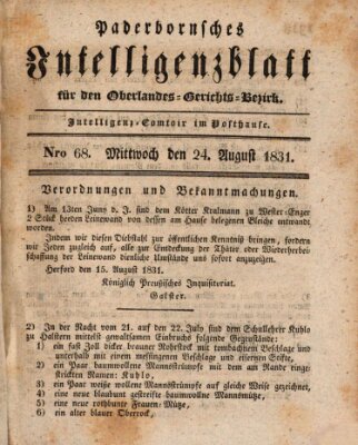 Paderbornsches Intelligenzblatt Mittwoch 24. August 1831