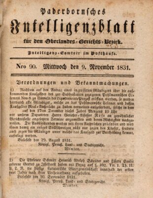 Paderbornsches Intelligenzblatt Mittwoch 9. November 1831