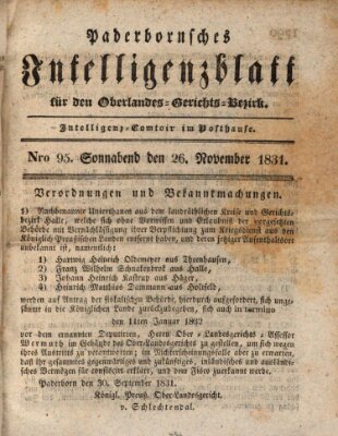 Paderbornsches Intelligenzblatt Samstag 26. November 1831