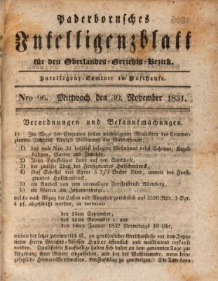 Paderbornsches Intelligenzblatt Mittwoch 30. November 1831