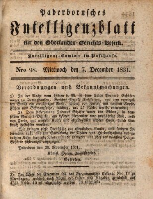 Paderbornsches Intelligenzblatt Mittwoch 7. Dezember 1831