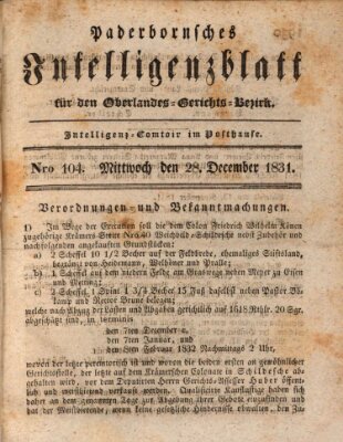 Paderbornsches Intelligenzblatt Mittwoch 28. Dezember 1831