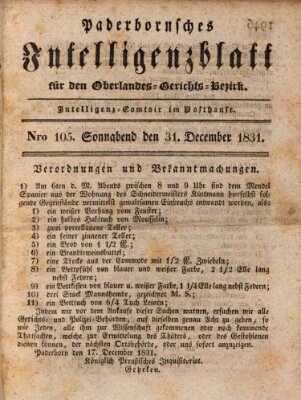 Paderbornsches Intelligenzblatt Samstag 31. Dezember 1831