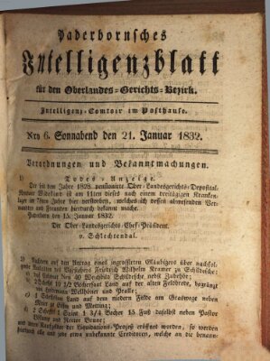 Paderbornsches Intelligenzblatt Samstag 21. Januar 1832