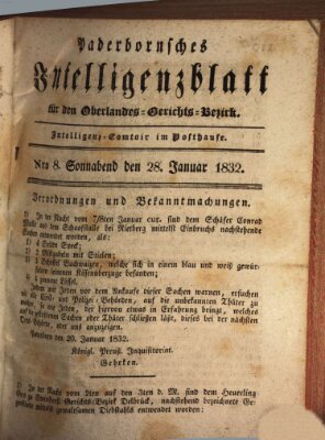 Paderbornsches Intelligenzblatt Samstag 28. Januar 1832