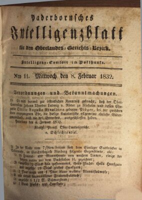 Paderbornsches Intelligenzblatt Mittwoch 8. Februar 1832