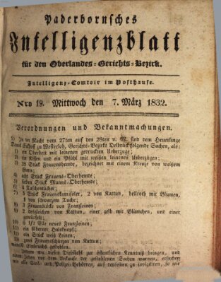 Paderbornsches Intelligenzblatt Mittwoch 7. März 1832