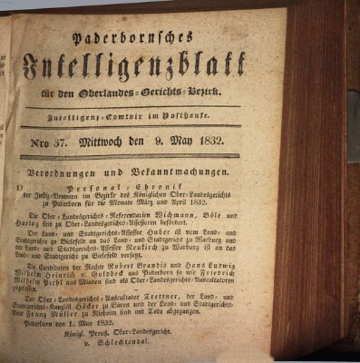 Paderbornsches Intelligenzblatt Mittwoch 9. Mai 1832