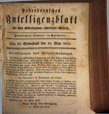 Paderbornsches Intelligenzblatt Samstag 19. Mai 1832