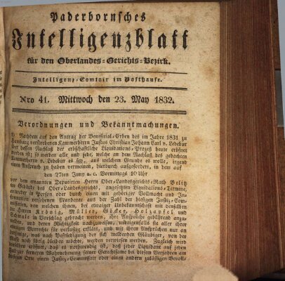 Paderbornsches Intelligenzblatt Mittwoch 23. Mai 1832