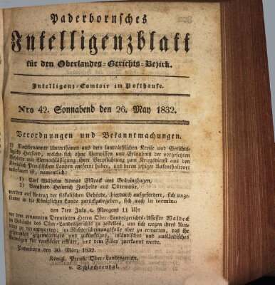 Paderbornsches Intelligenzblatt Samstag 26. Mai 1832