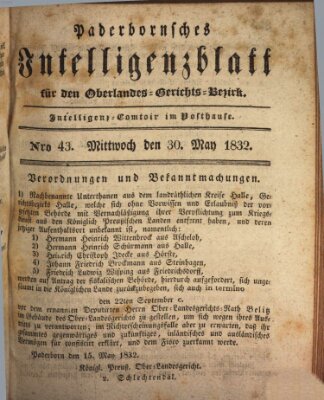 Paderbornsches Intelligenzblatt Mittwoch 30. Mai 1832