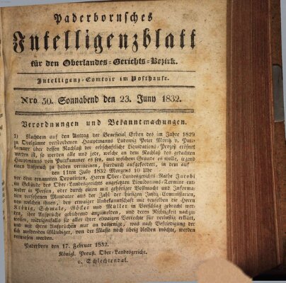 Paderbornsches Intelligenzblatt Samstag 23. Juni 1832