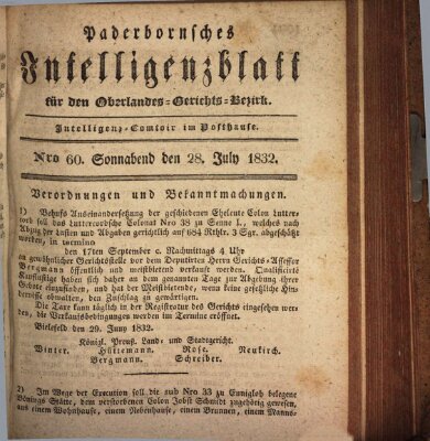 Paderbornsches Intelligenzblatt Samstag 28. Juli 1832