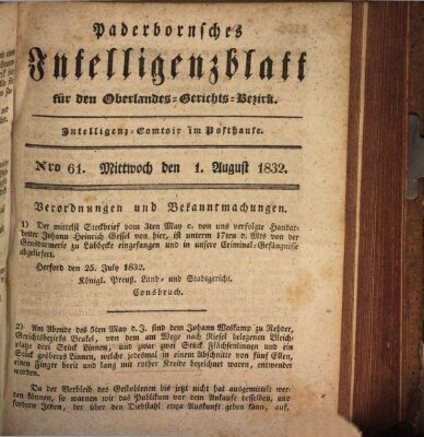 Paderbornsches Intelligenzblatt Mittwoch 1. August 1832