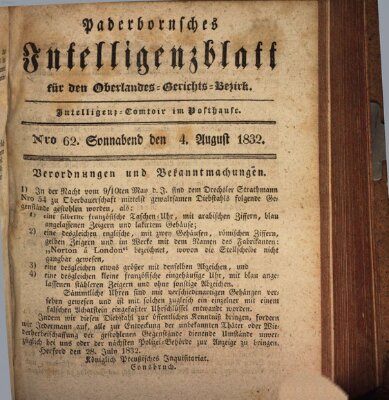 Paderbornsches Intelligenzblatt Samstag 4. August 1832