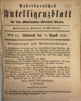 Paderbornsches Intelligenzblatt Mittwoch 8. August 1832