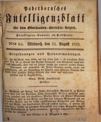 Paderbornsches Intelligenzblatt Mittwoch 15. August 1832