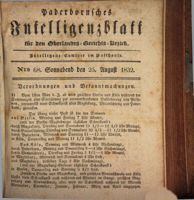 Paderbornsches Intelligenzblatt Samstag 25. August 1832